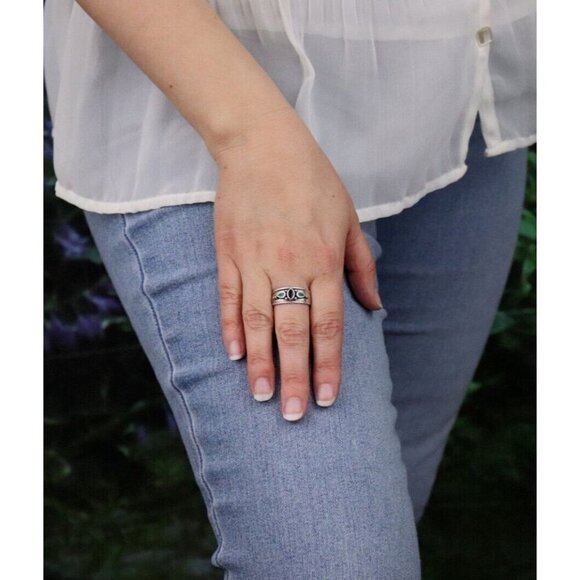 Sterling Silver Lapis Lazuli and Malachite Band Ring Size 10 - Picture 4 of 8